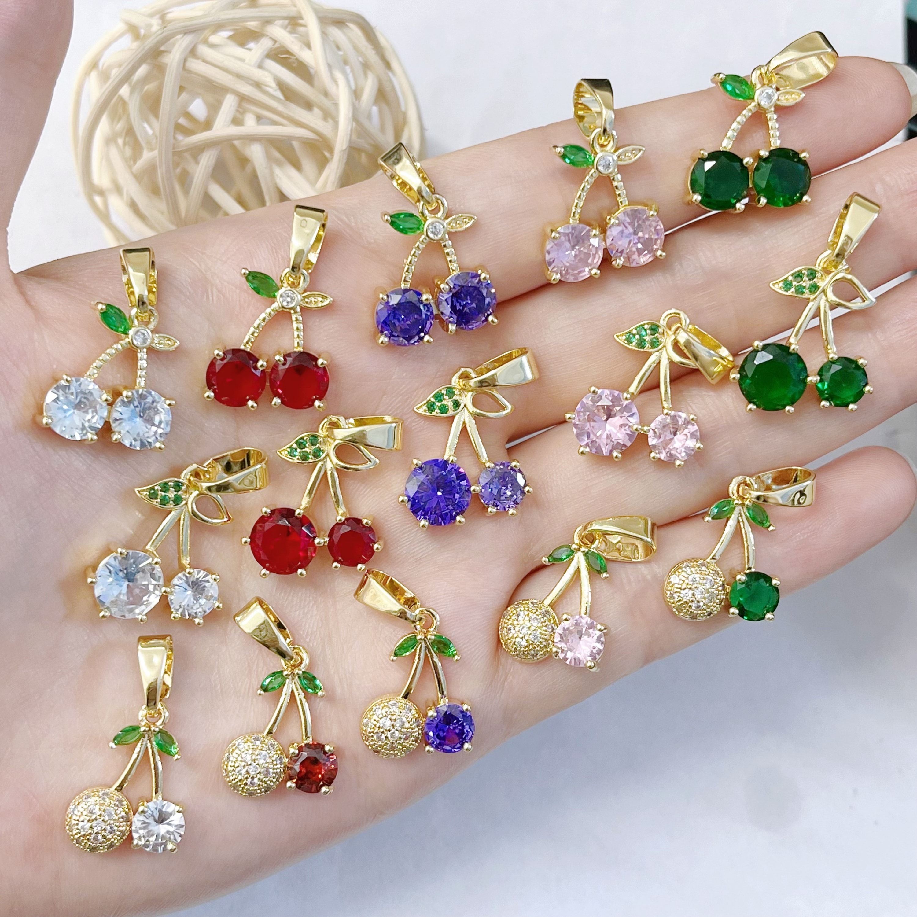 14K Gold-Plated Cherry Necklace, image 1 of 6