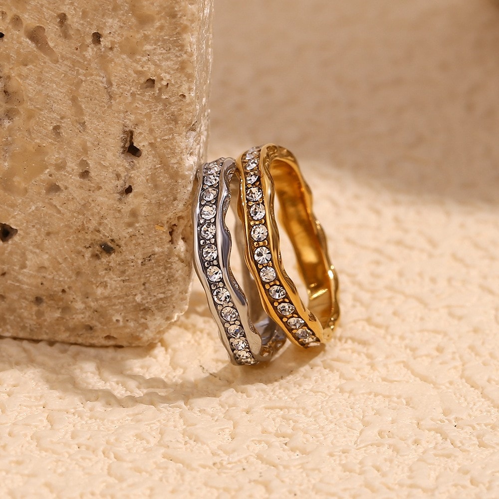 18K Gold-Plated Claw-Set Zircon Ring, image 1 of 1