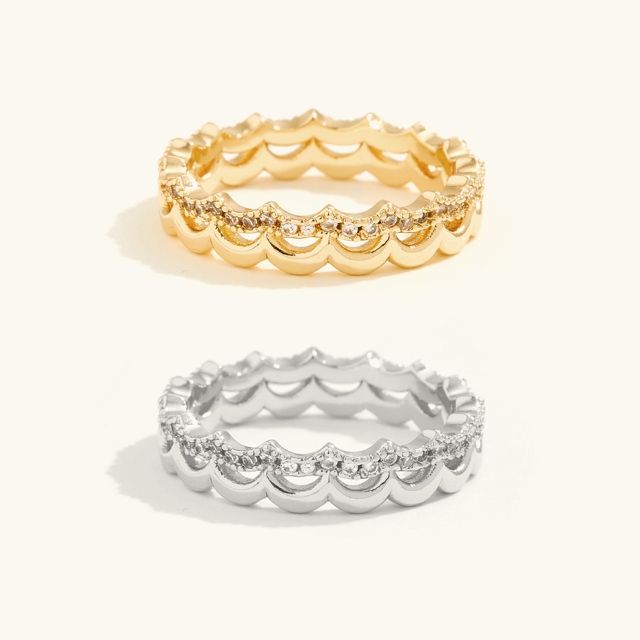 18K Gold-Plated Cubic Zirconia Stackable Ring, image 1 of 6
