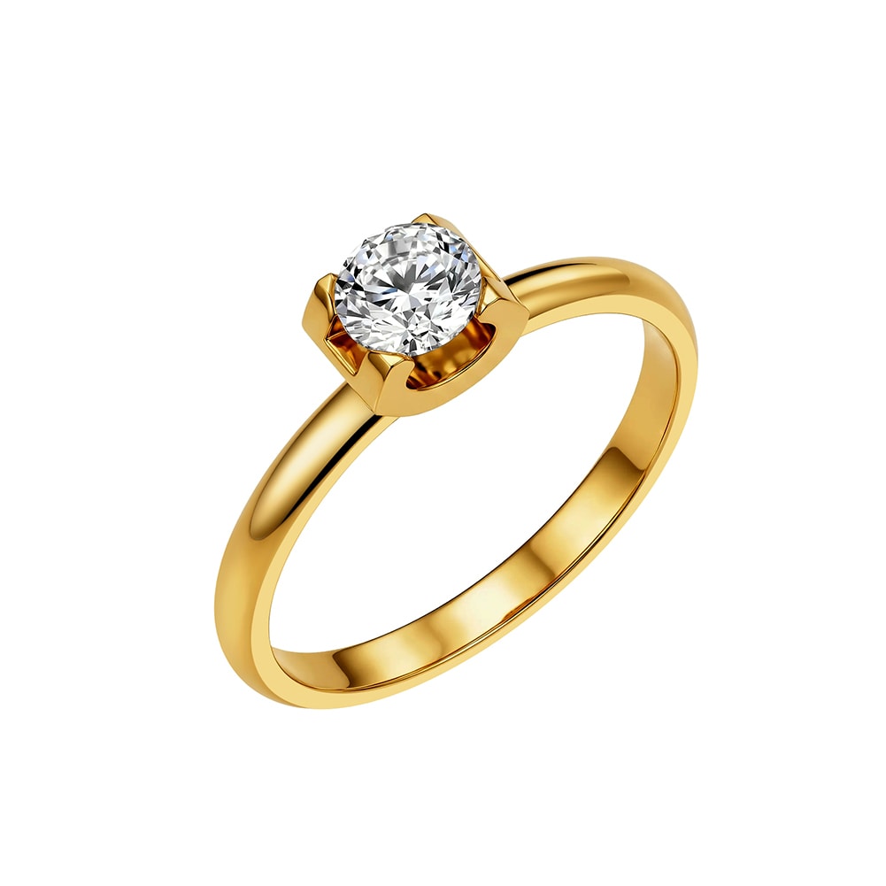 18K Gold-Plated Stainless Steel Cubic Zirconia Ring, image 1 of 6