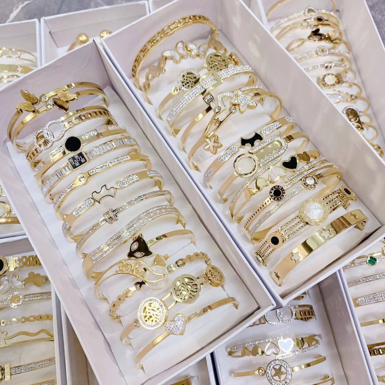 18K Gold-Plated Stainless Steel Cuff Bracelet, image 1 of 6