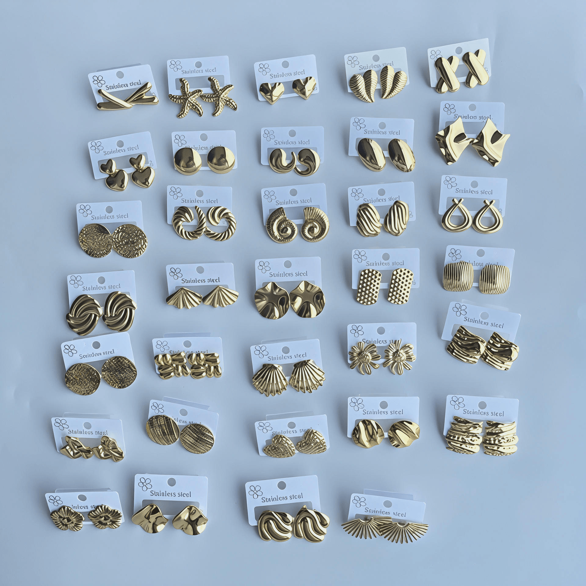 18K Gold-Plated Stainless Steel Earrings, image 1 of 6