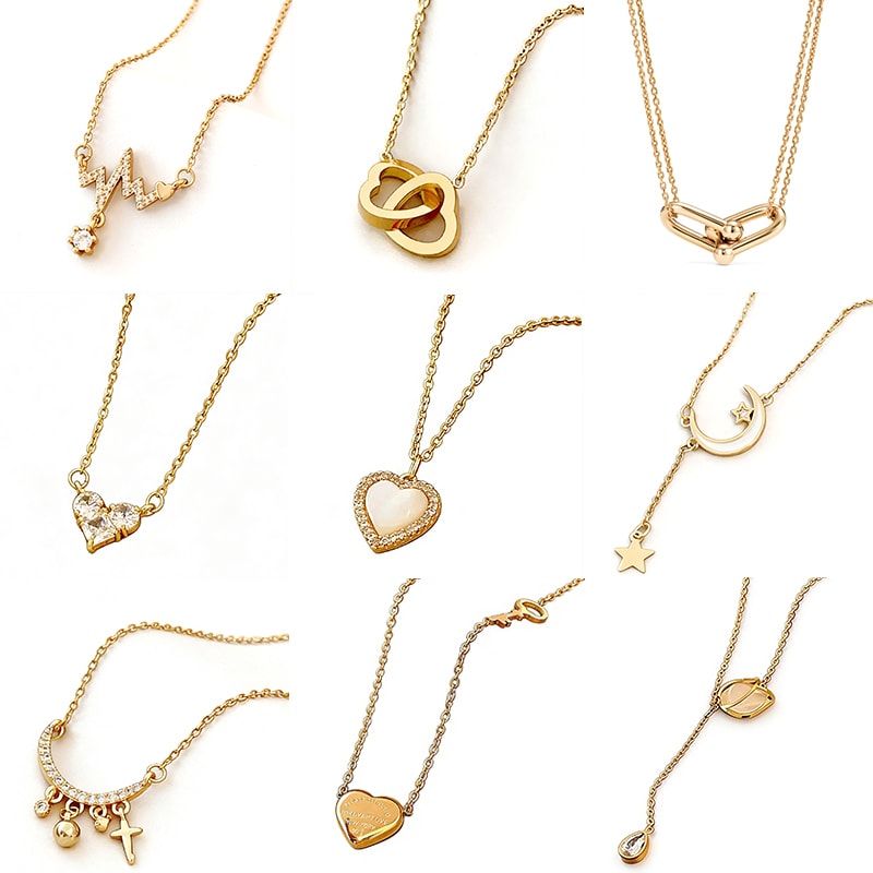 18K Gold-Plated Stainless Steel Heart Necklace, image 1 of 6