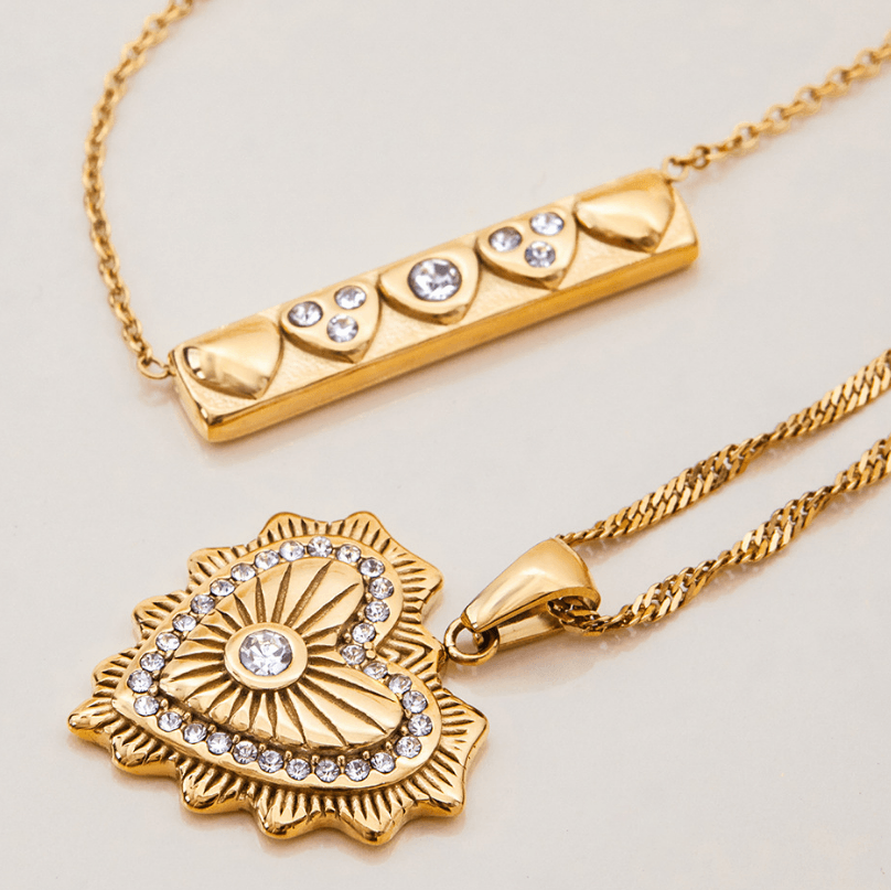 18K Gold-Plated Stainless Steel Heart Necklace, image 1 of 6