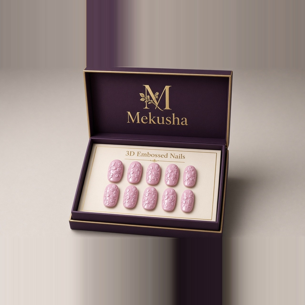 3D Embossed Flower Press-On Nails, image 1 of 5