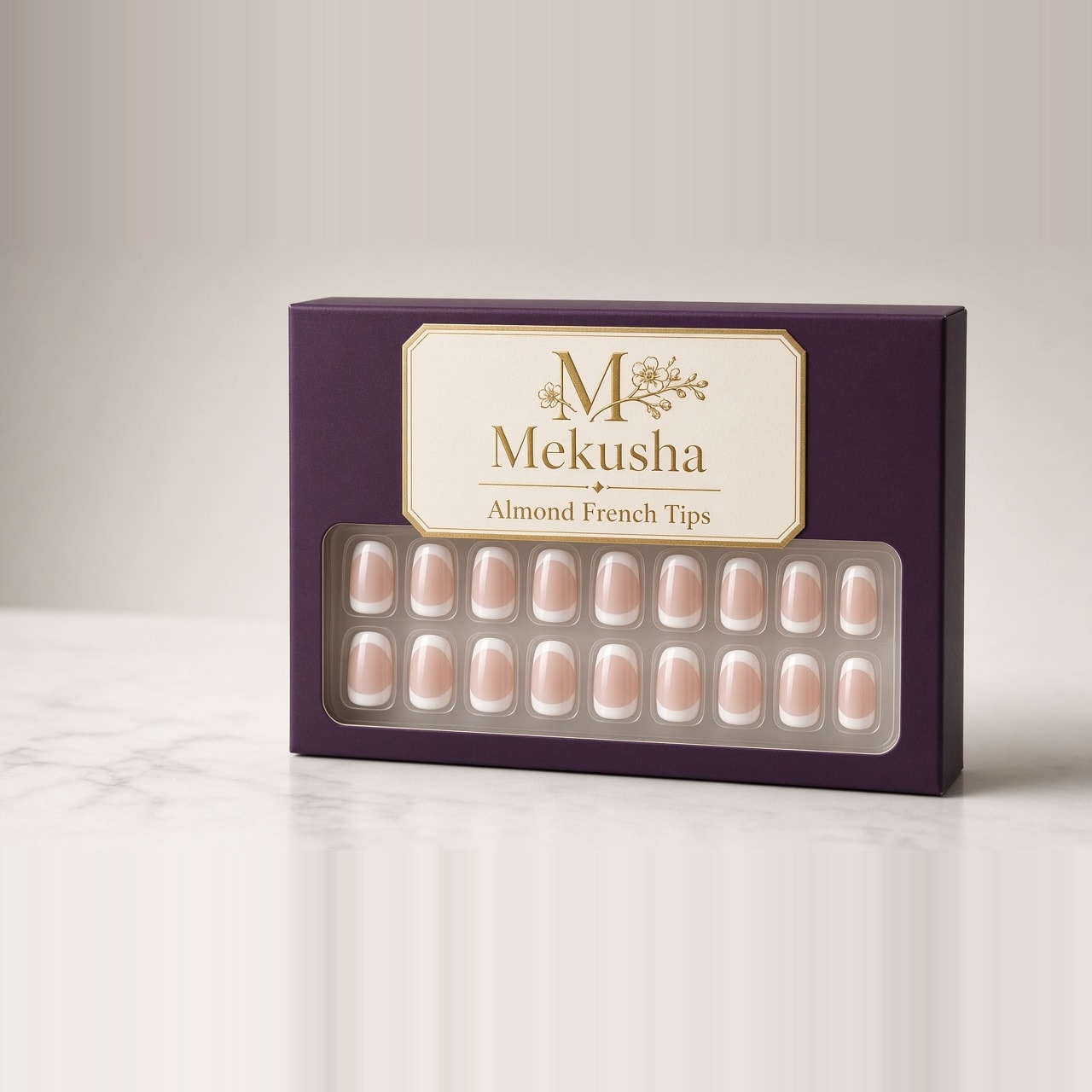 Almond French Tip Press-On Nails, image 1 of 5