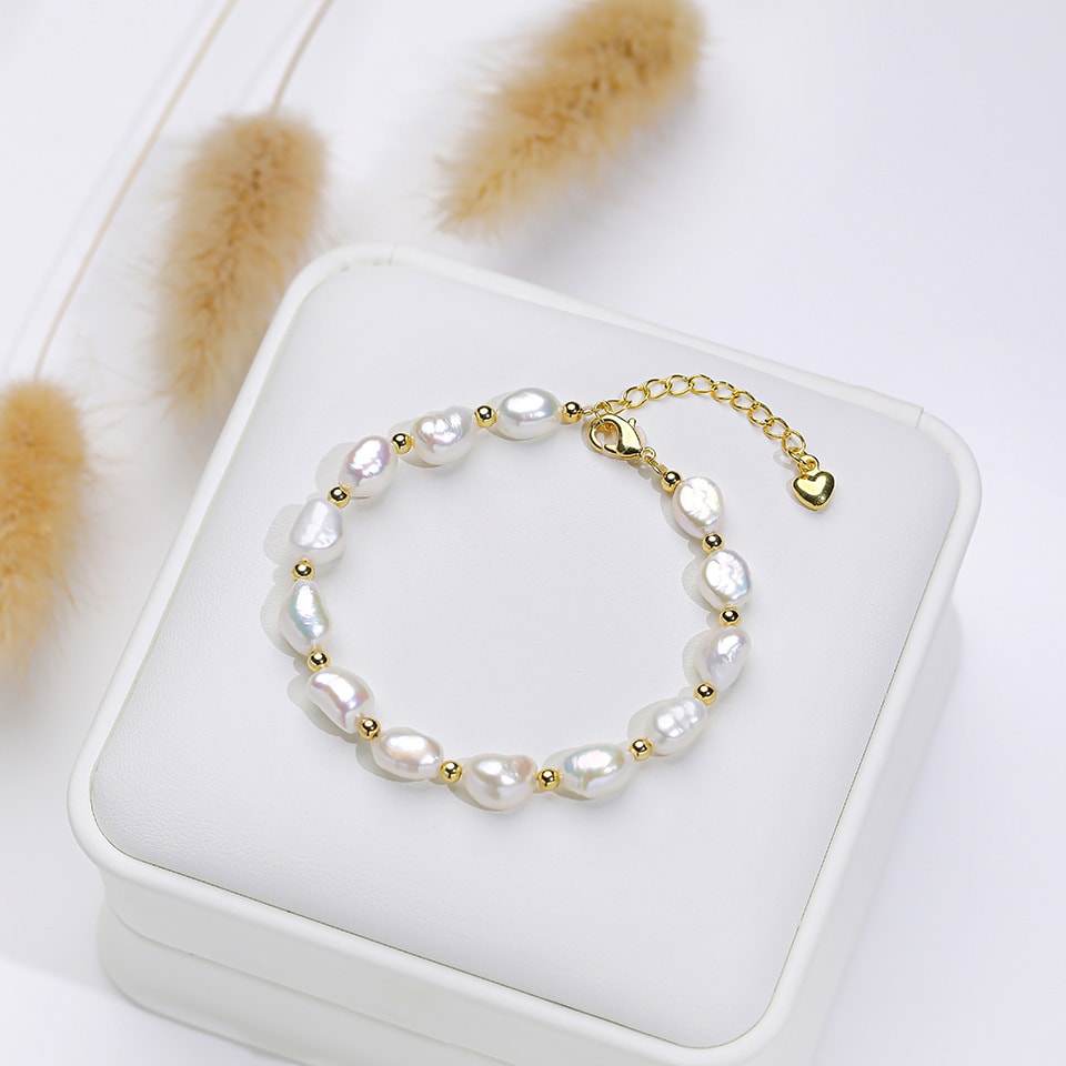 Baroque Pearl Beaded Bracelet, image 1 of 6