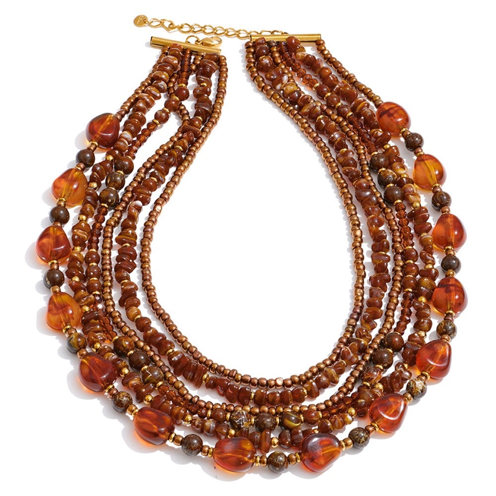 Boho Beaded Multi-Layer Necklace, image 1 of 1