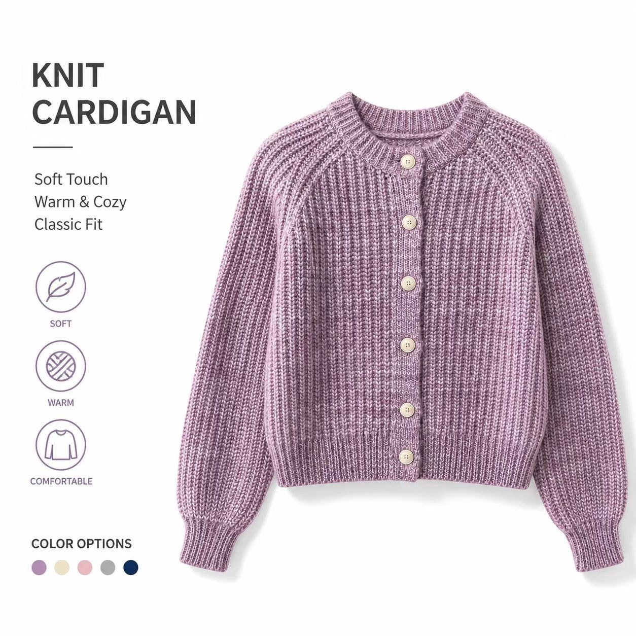 Chunky Plaid Knit Cardigan, image 1 of 1