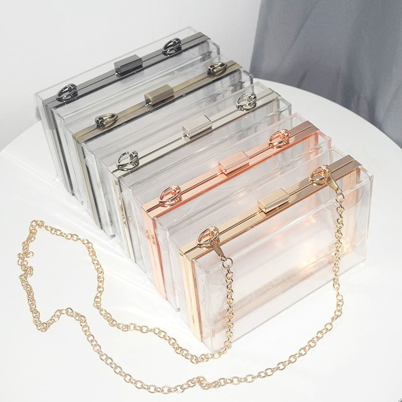 Clear Acrylic Crossbody Evening Bag, image 1 of 1