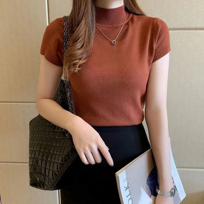 Cotton Ribbed Turtleneck T-Shirt, image 1 of 6