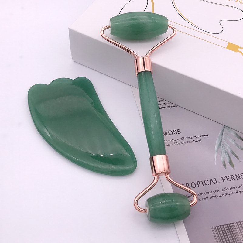 Crystal Aventurine Gua Sha & Roller Set, image 1 of 6