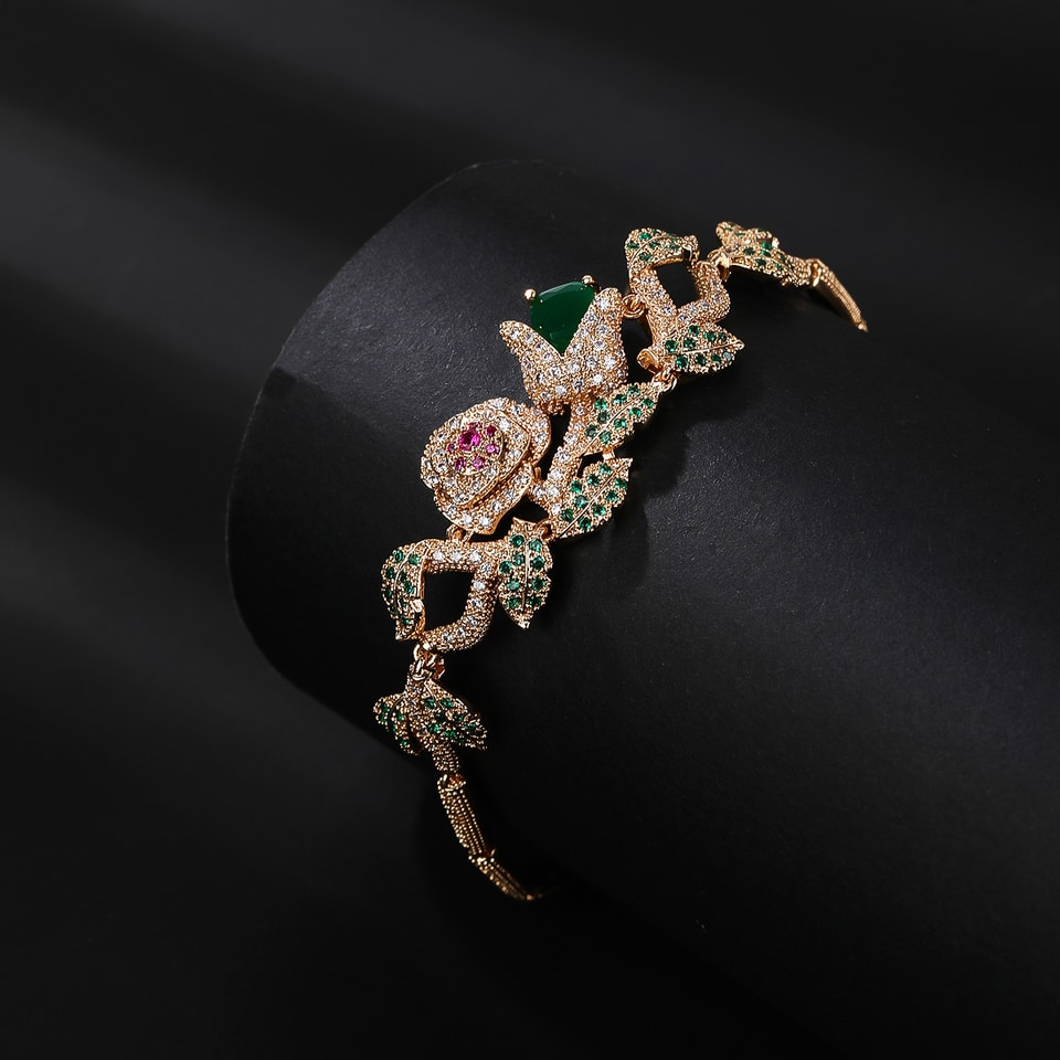 Cubic Zirconia Flower Bracelet, image 1 of 6