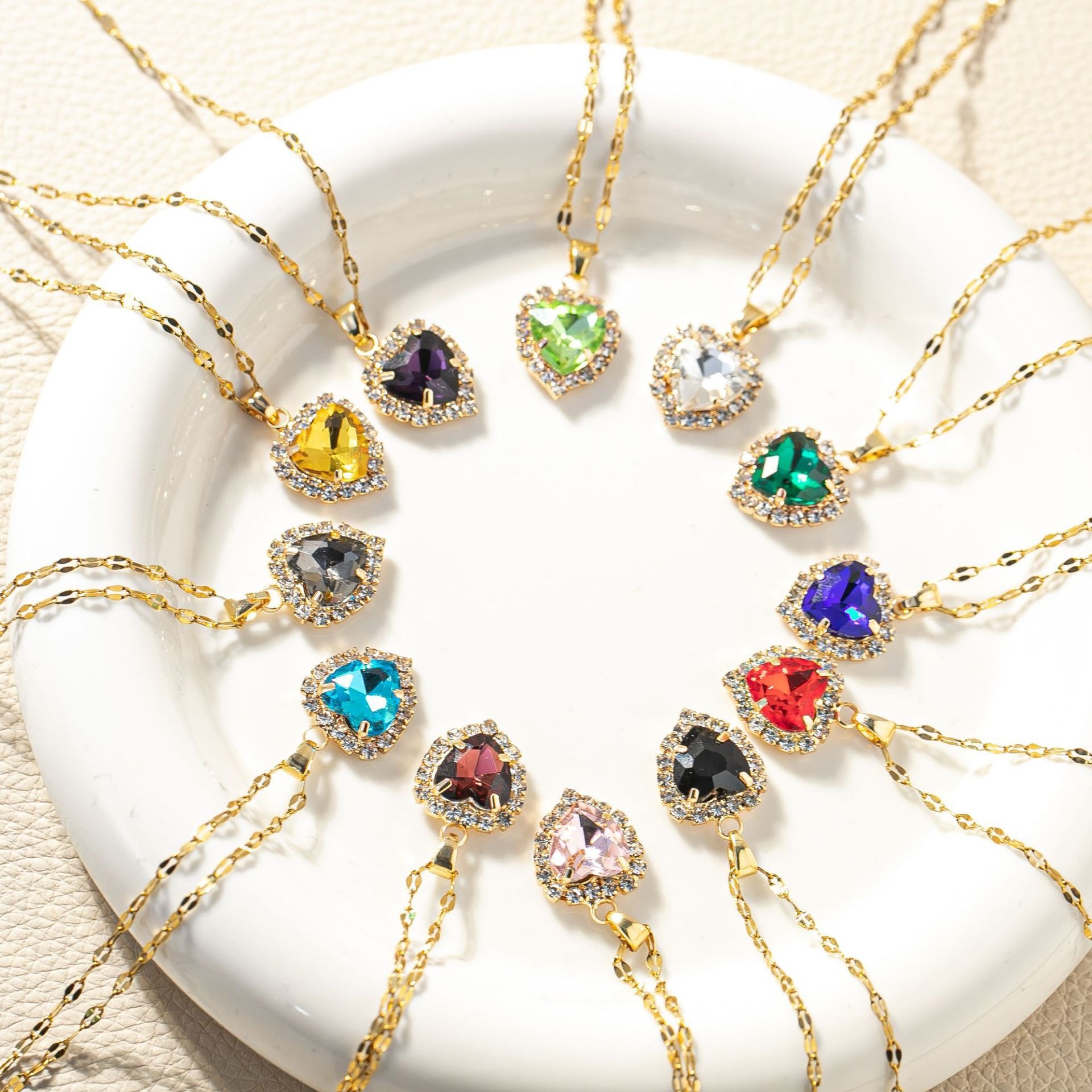 Cubic Zirconia Heart Necklace, image 1 of 6