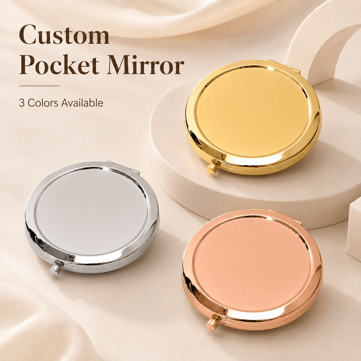 Folding Compact Pocket Mirror, image 1 of 6
