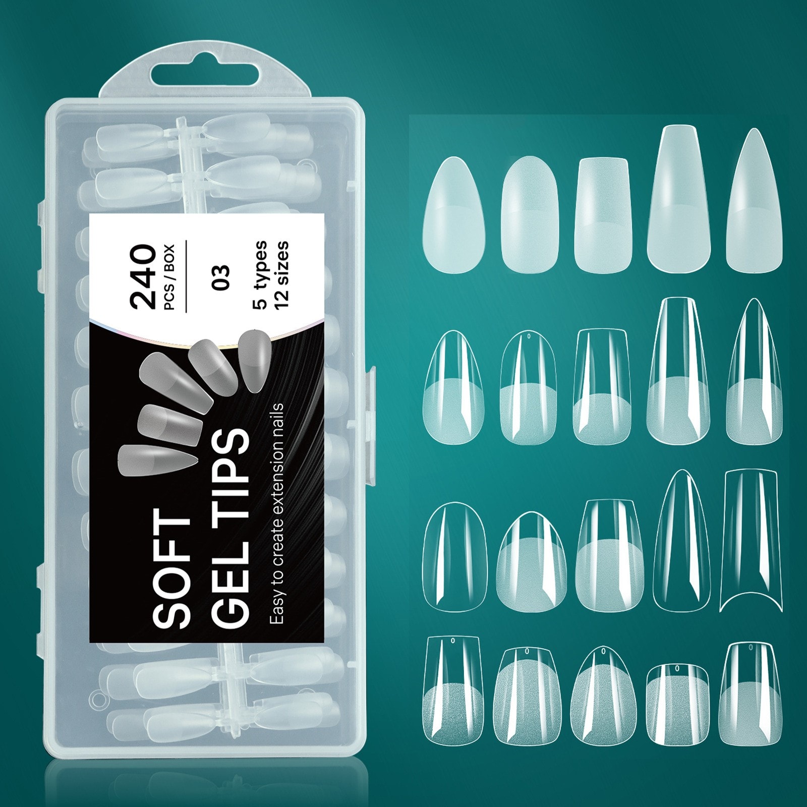French Tip Coffin Soft Gel Nail Tips, image 1 of 1