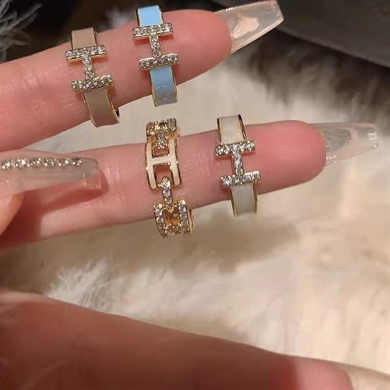 Gold-Plated Cubic Zirconia Initial Ring, image 1 of 6