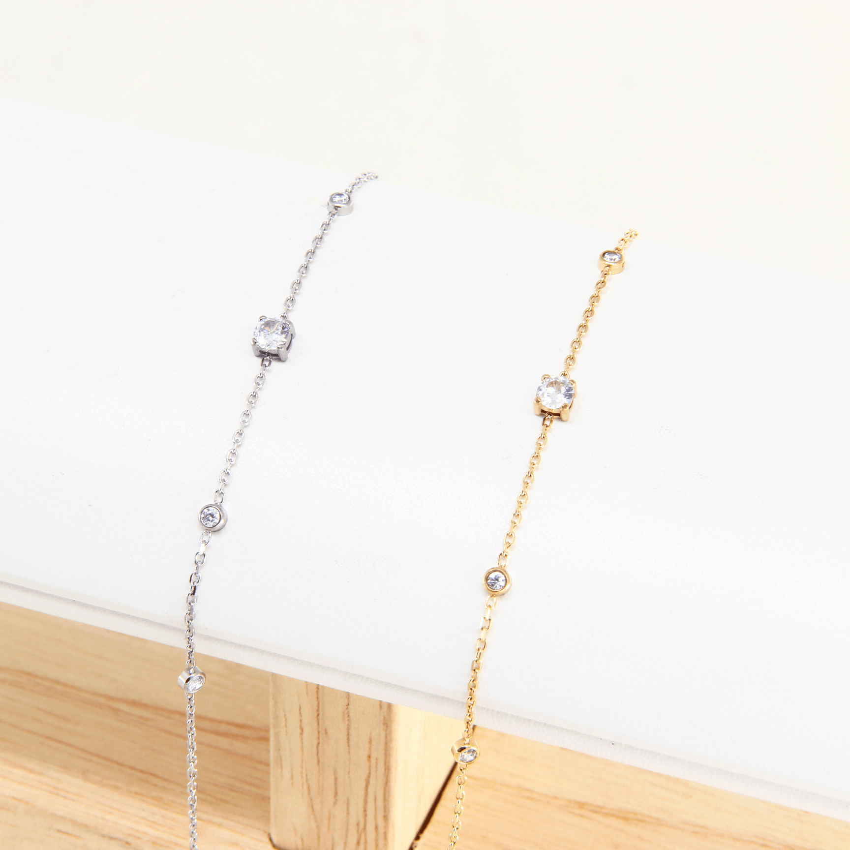 Gold-Plated Stainless Steel Cubic Zirconia Anklet, image 1 of 6