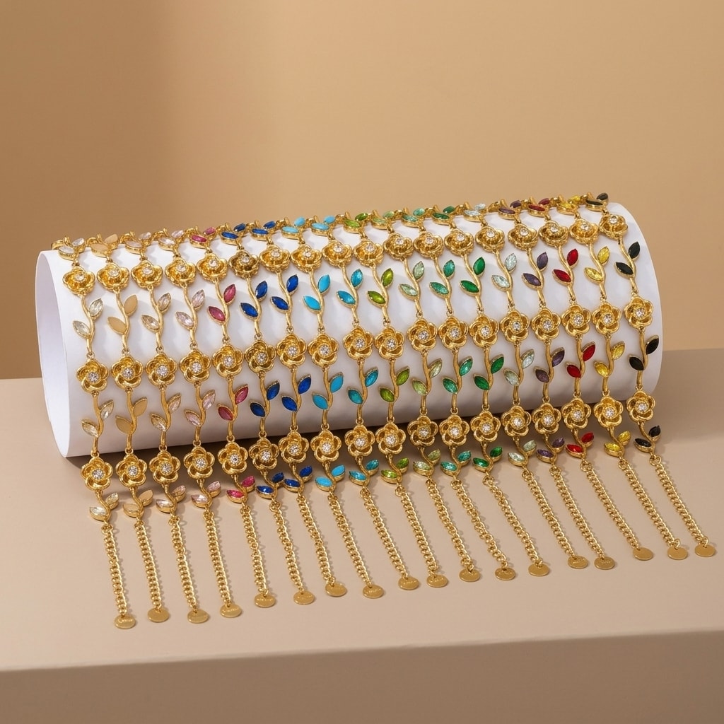 Gold-Plated Stainless Steel Cubic Zirconia Bracelet, image 1 of 6