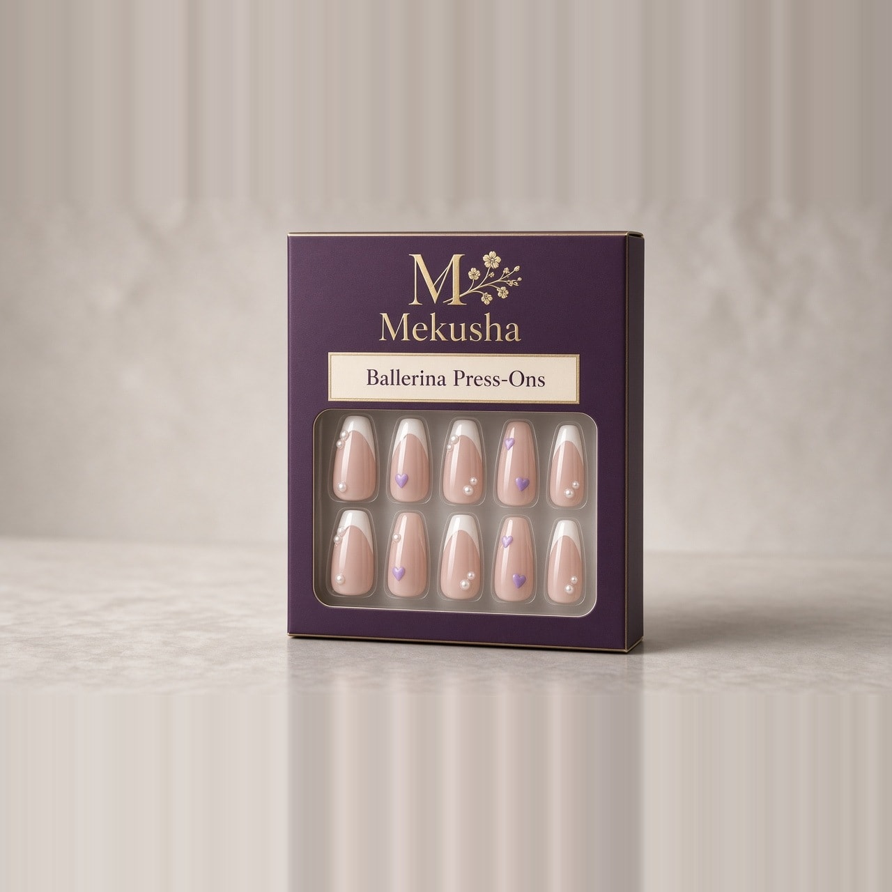 Heart Pearl Ballerina Press-On Nails, image 1 of 5