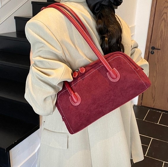 Large Faux Suede Hobo Tote, image 1 of 1