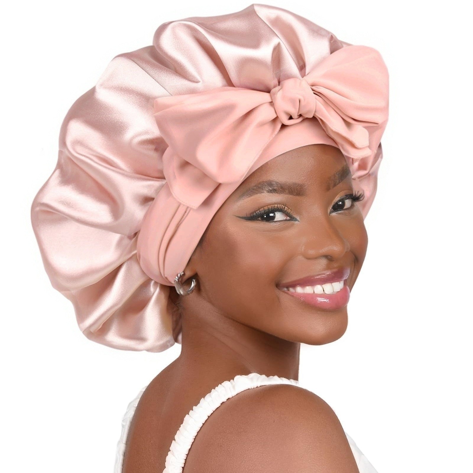 Oversized Satin Bow Hair Bonnet, image 1 of 1