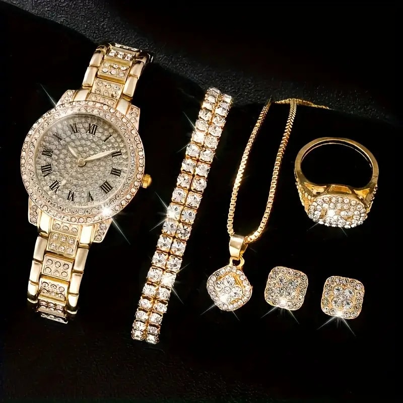 Quartz Crystal 5-Piece Watch & Accessory Gift Set, image 1 of 6