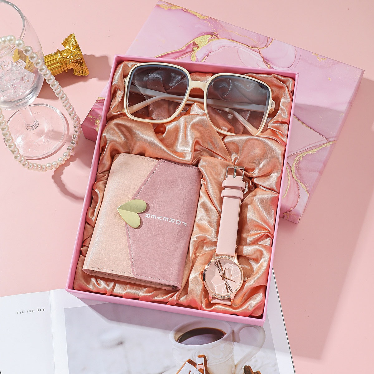 Quartz Pink Watch & Accessory Gift Set, image 1 of 6