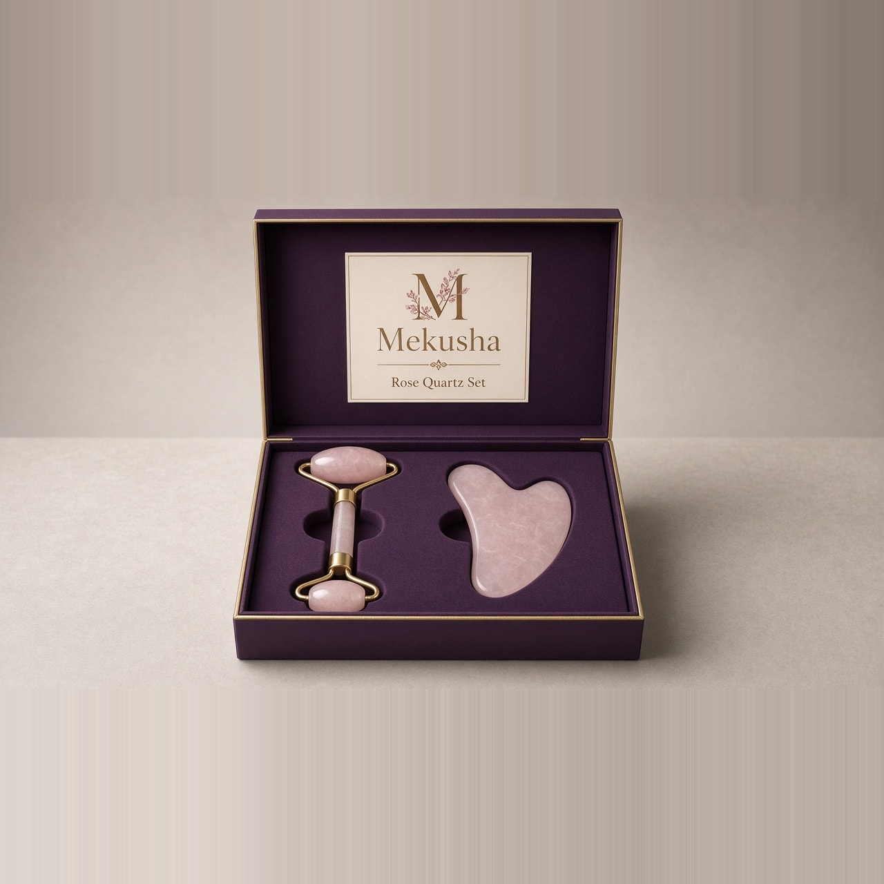 Rose Gold Quartz Gua Sha & Roller, image 1 of 5