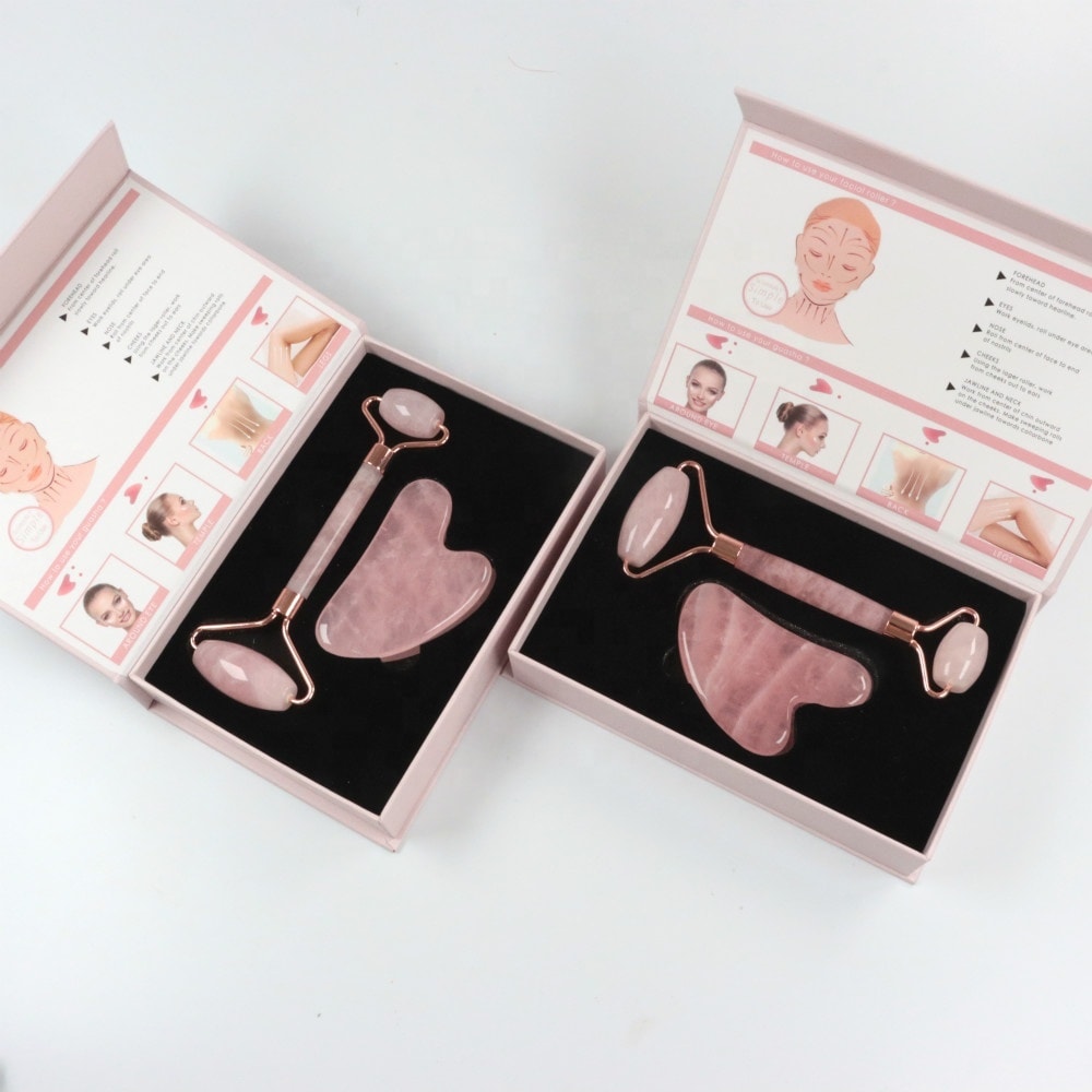 Rose Quartz Gua Sha & Roller Set, image 1 of 6