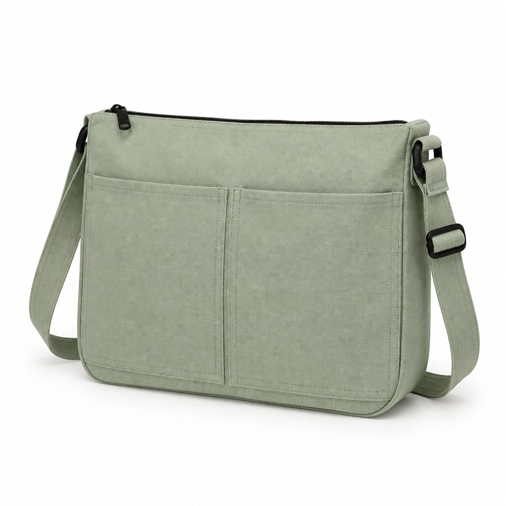 Sage Green Canvas Zip Shopper, image 1 of 1