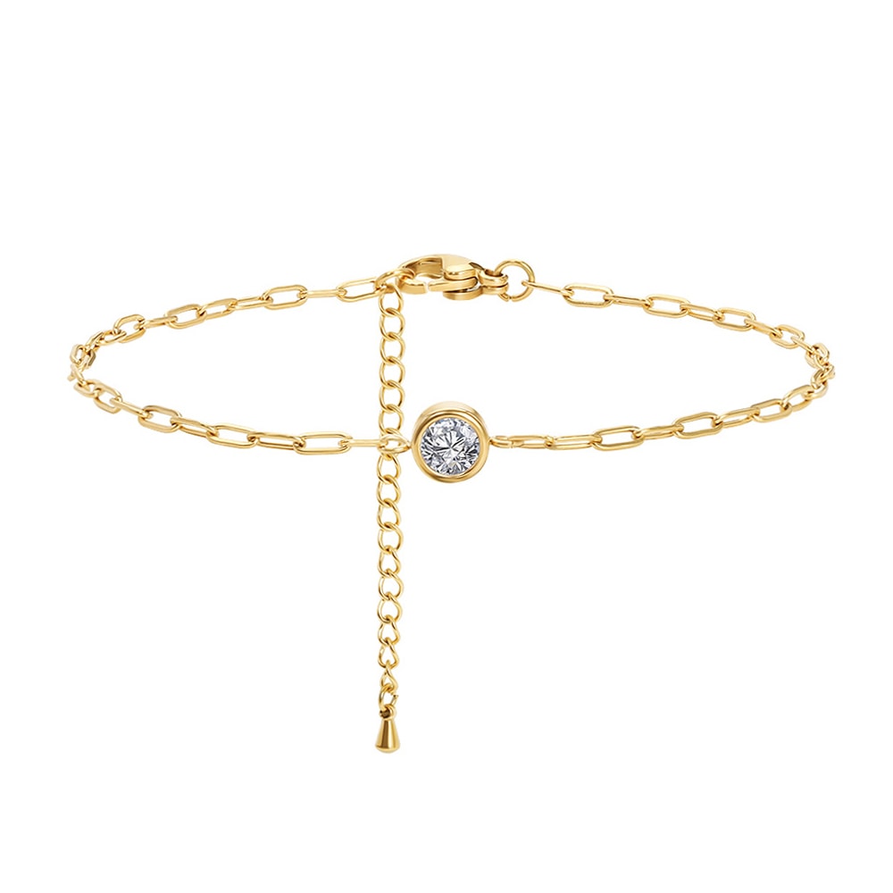 Stainless Steel Cubic Zirconia Dainty Bracelet, image 1 of 6