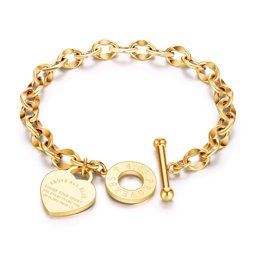 Stainless Steel Heart Bracelet, image 1 of 6