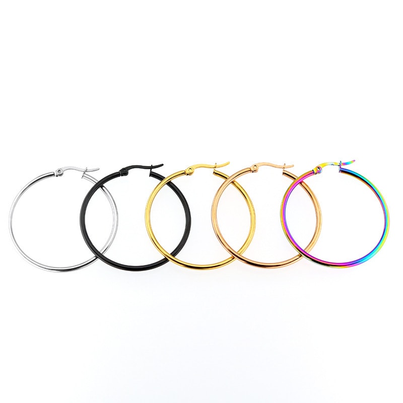 Stainless Steel Hoop Earrings, image 1 of 6