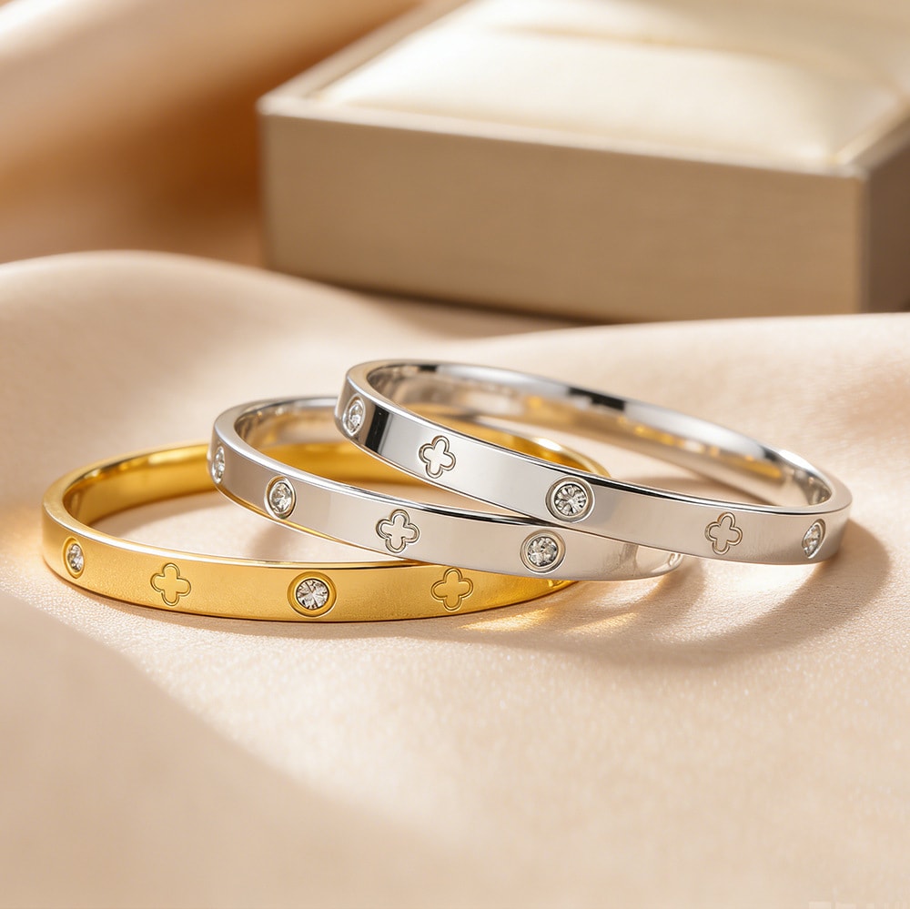 Stainless Steel Moon Cuff Bracelet, image 1 of 6