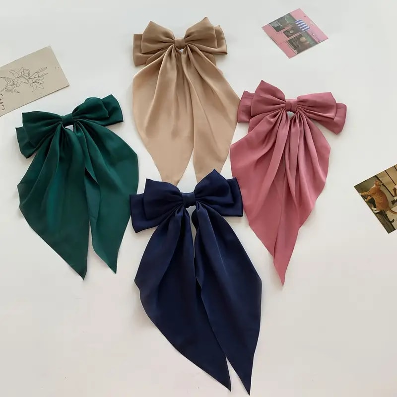 Sweet Satin Bow Hair Clips, image 1 of 6