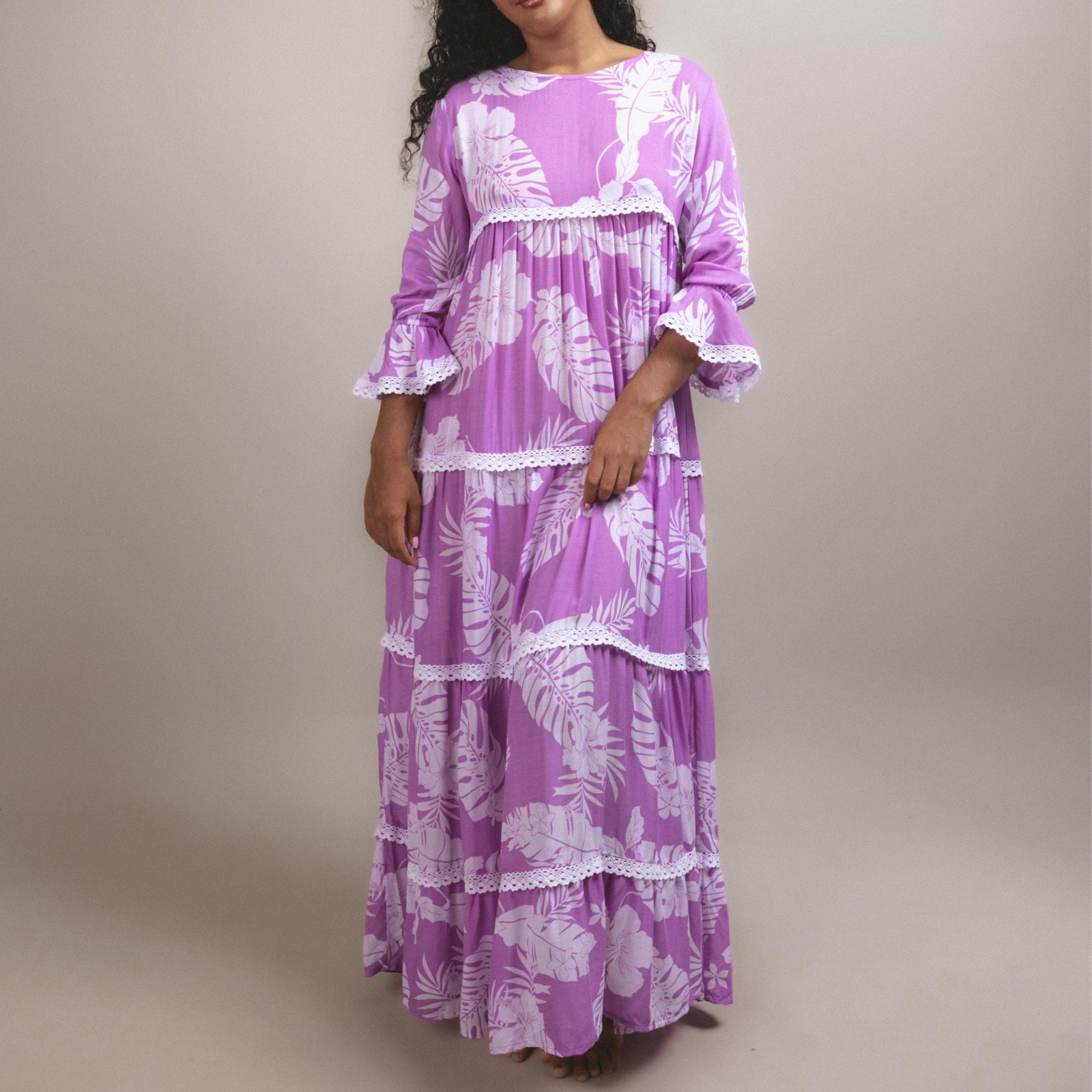 Tiered Hawaiian Floral Maxi Dress, image 1 of 1