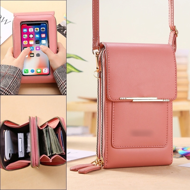 Vegan Leather Crossbody Phone Bag, image 1 of 6