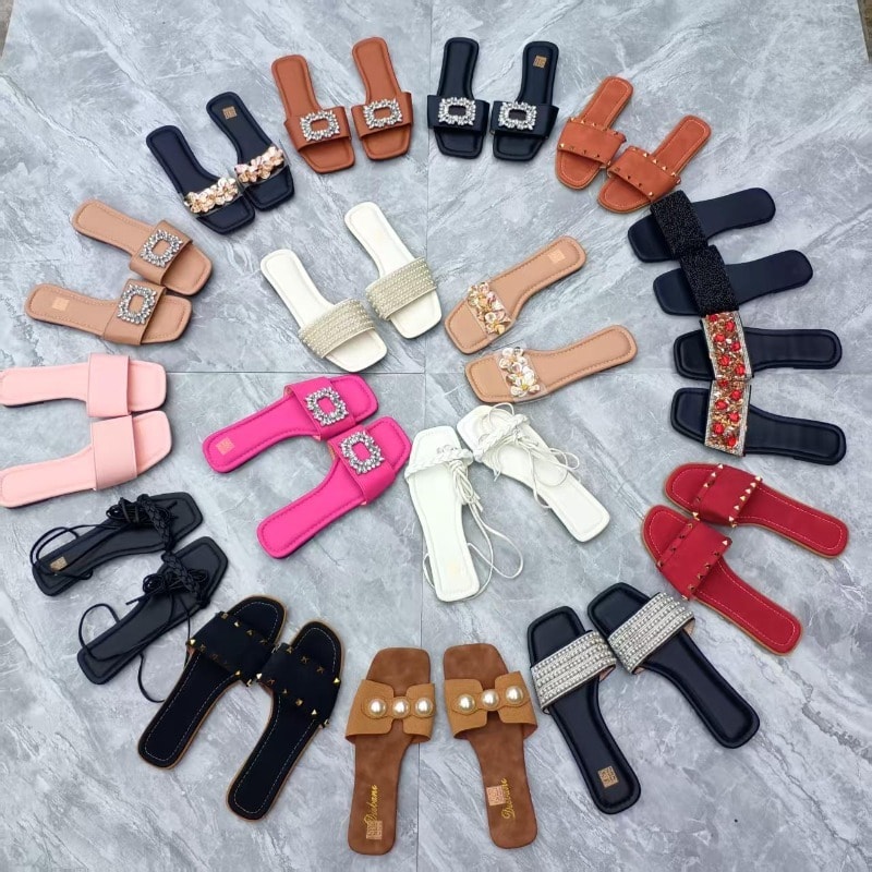 Vegan Leather Flat Sandals, image 1 of 6
