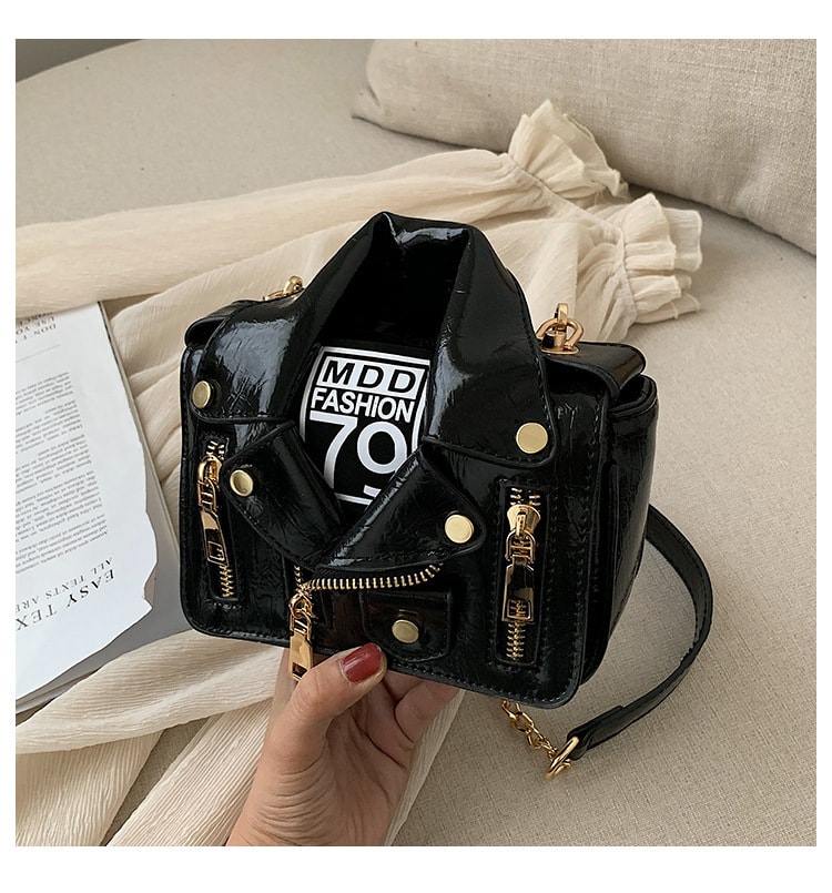 Vegan Leather Novelty Jacket Crossbody Shoulder Bag, image 1 of 6