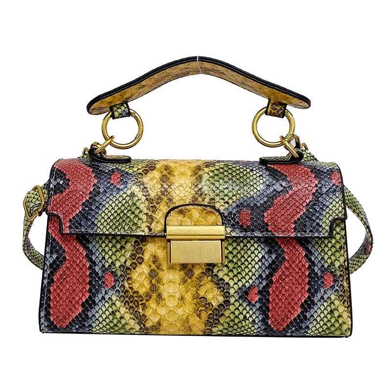 Vegan Leather Snakeskin Crossbody Shoulder Bag, image 1 of 5