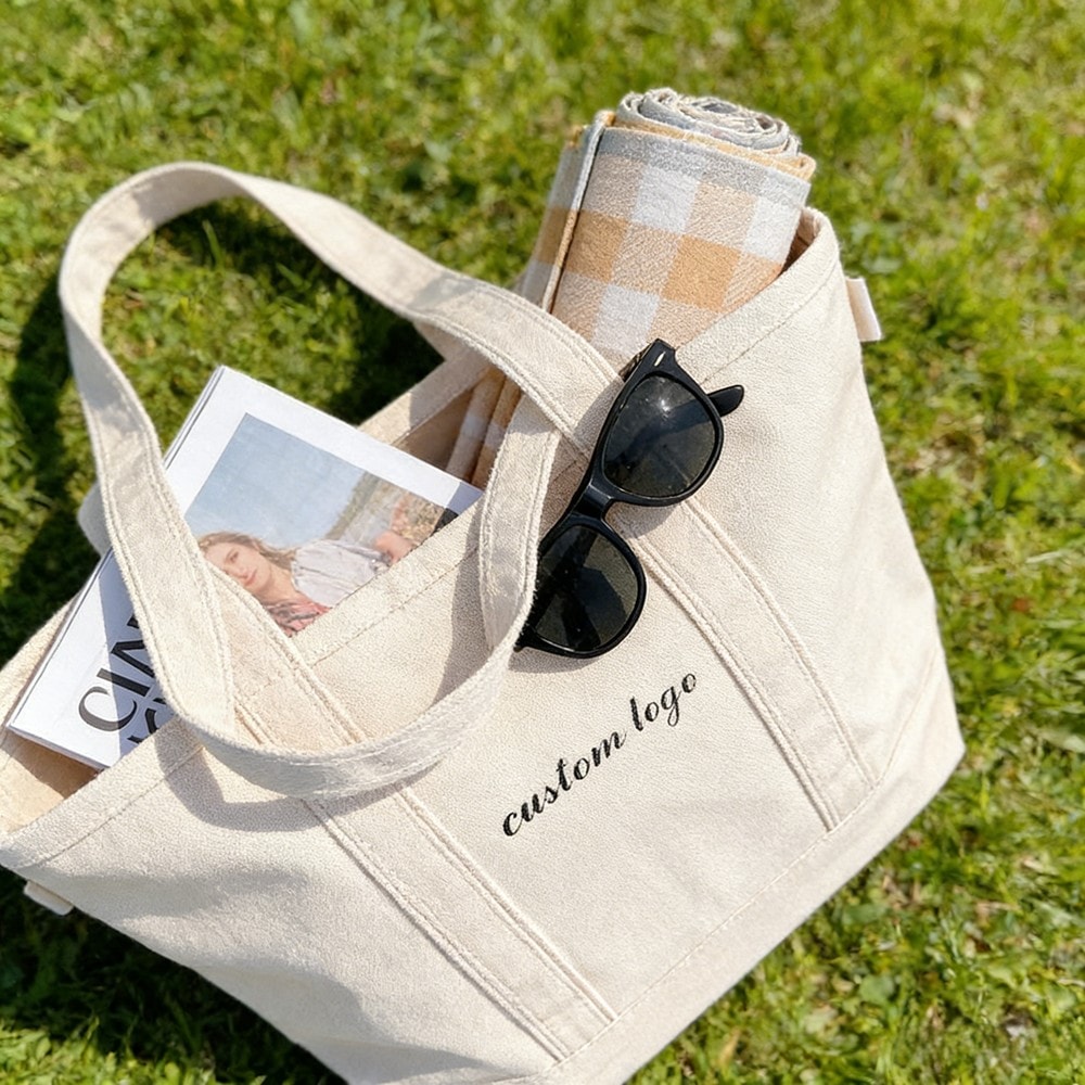 Zip-Top Cotton Canvas Tote Bag, image 1 of 1